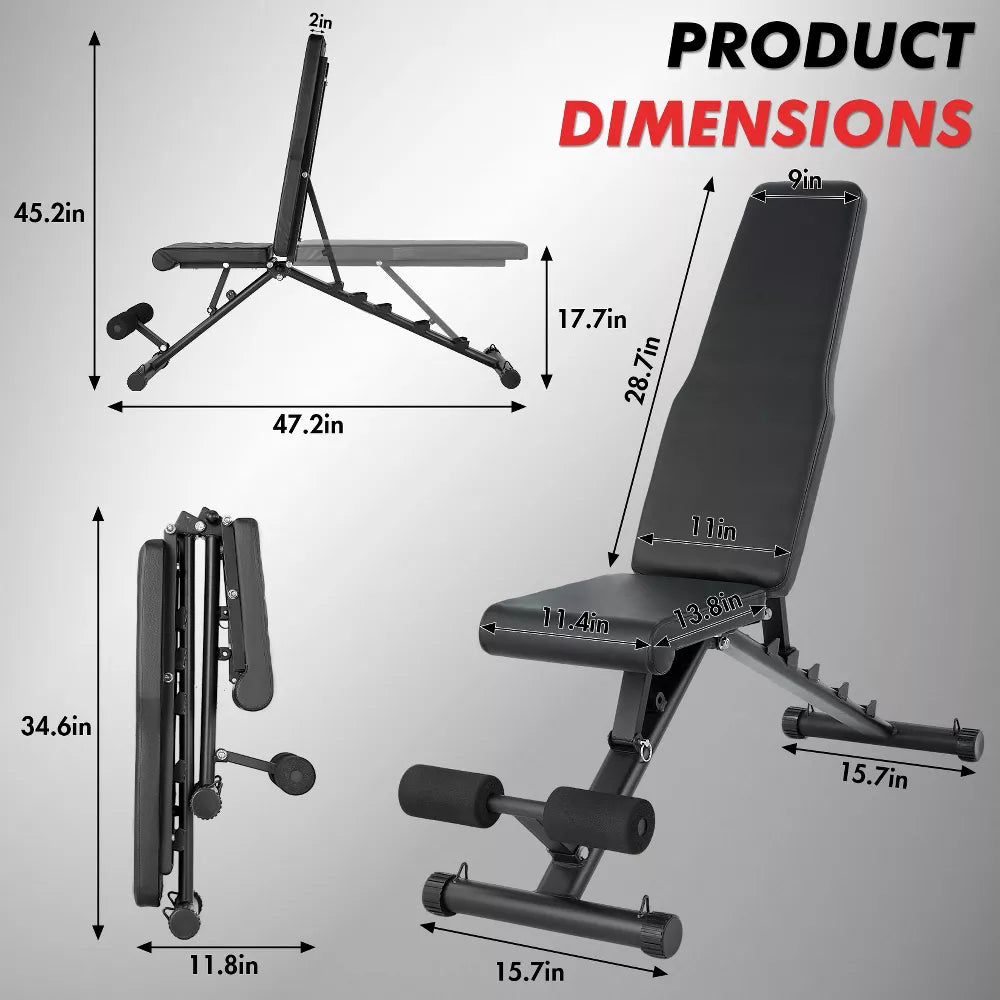 Adjustable Foldable Weight Bench - Heavy Duty