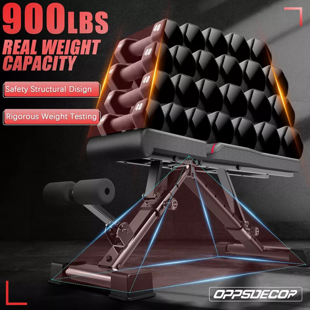 Adjustable Weight Bench 900LBS - Incline Decline Flat