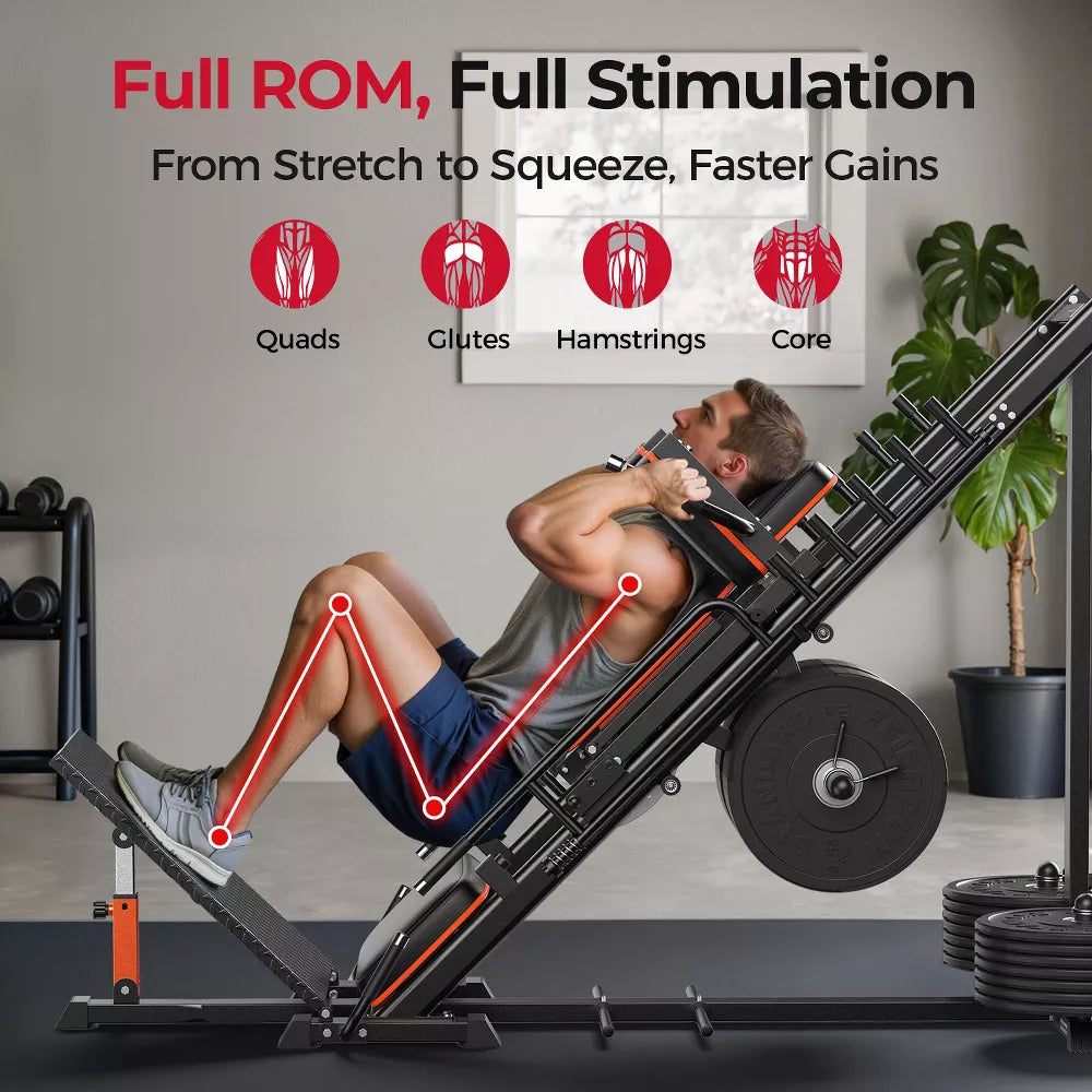 3-in-1 Leg Press Hack Squat Machine - Stretch Board