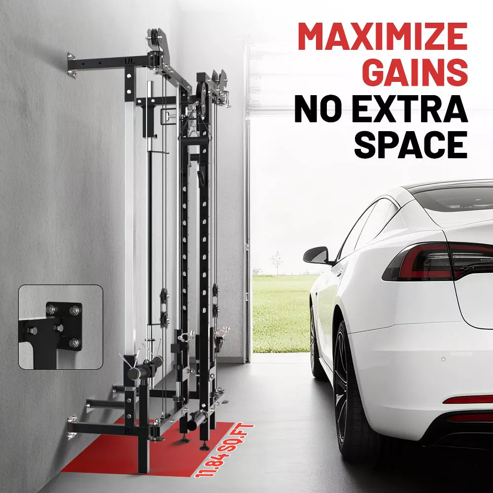 Wall Mount Smith Machine - Folding Power Rack