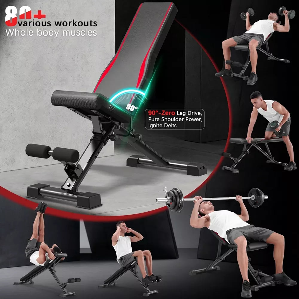 Adjustable Weight Bench 900LBS - Incline Decline Flat