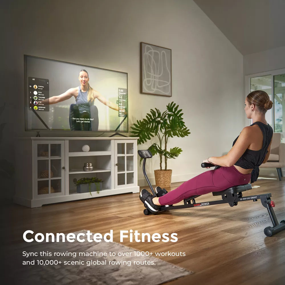 Compact Rowing Machine - 12 Levels, Bluetooth