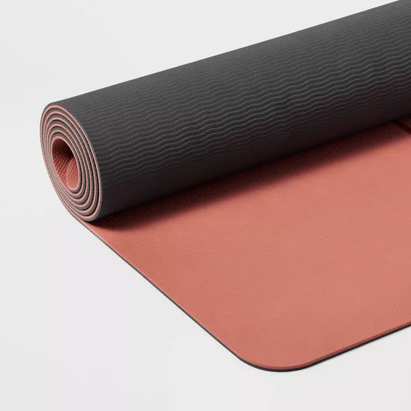 Foldable 5mm TPE yoga mat peach orange high tack grip floor exercise mat