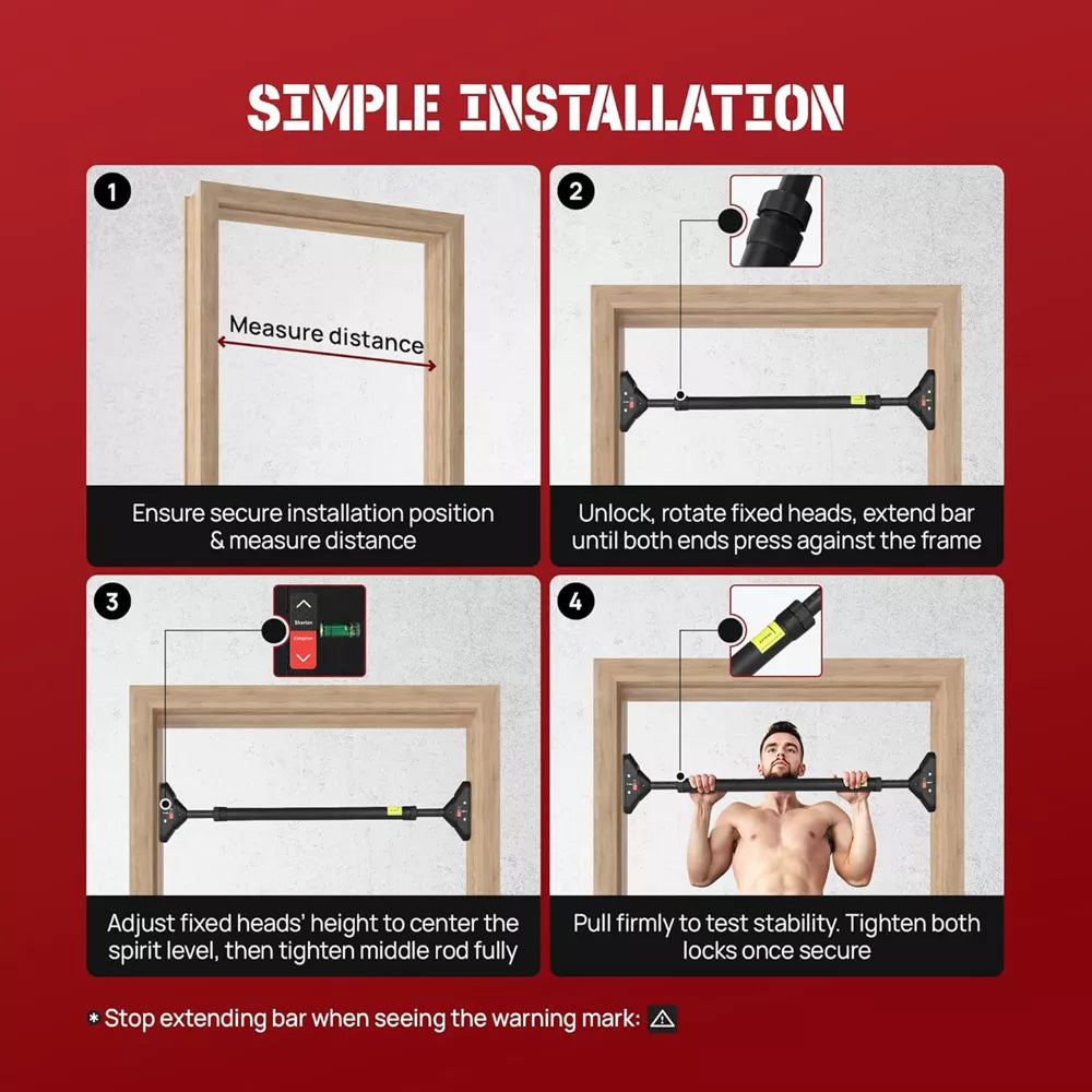 Doorway Chin & Pull Up Bar 440lb - Home Exercise