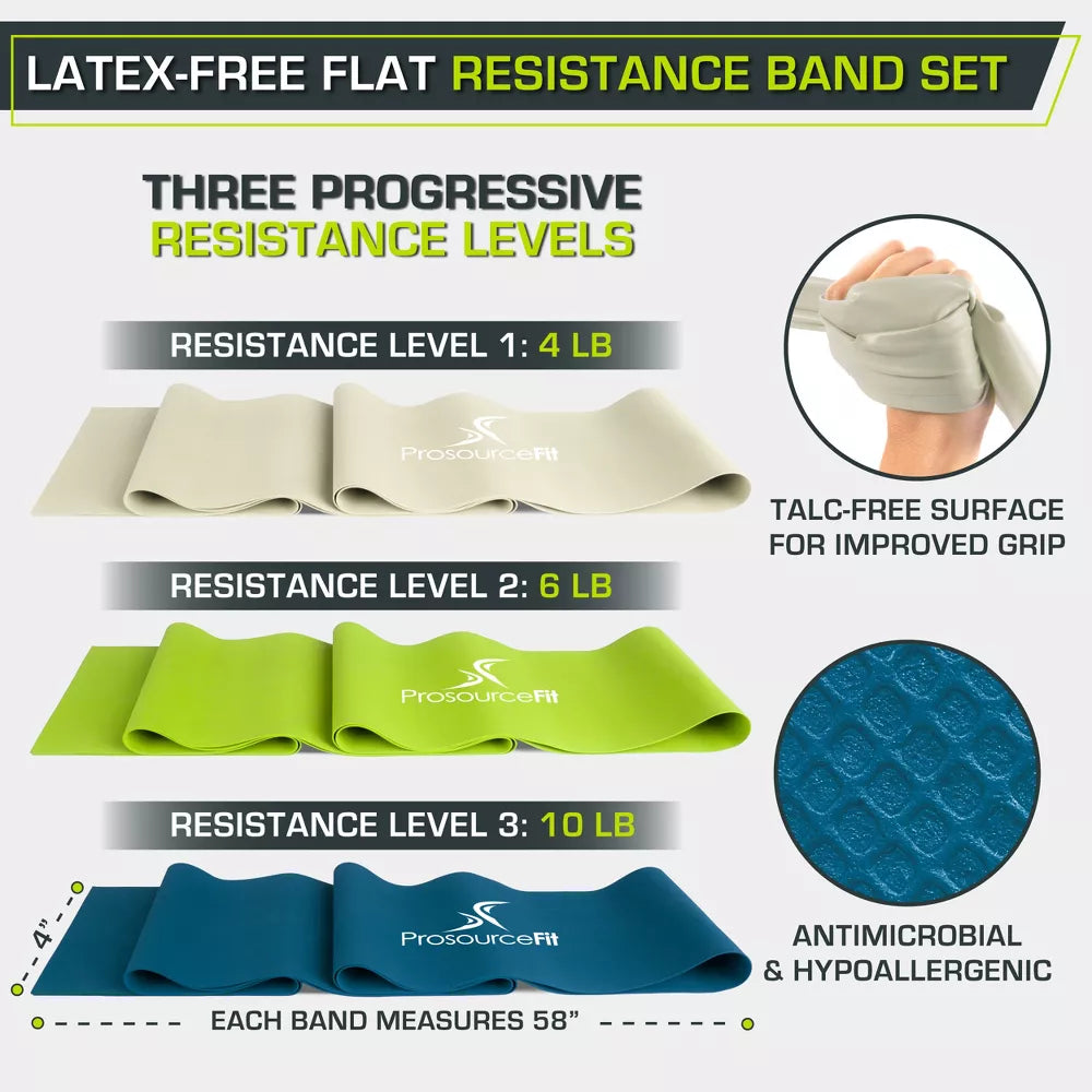 Latex-Free Flat Resistance Bands - 3 Pack