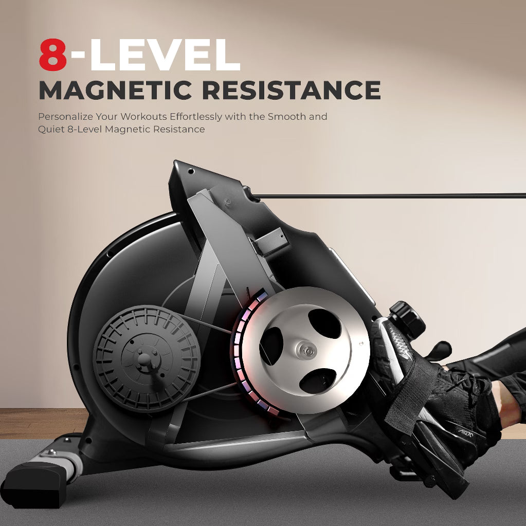 Magnetic Rowing Machine - Silver, App Enabled