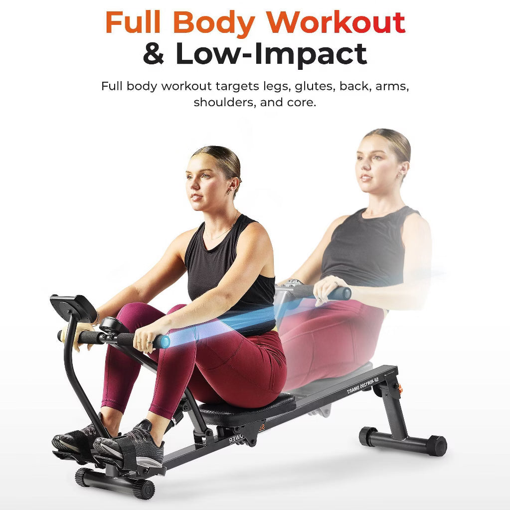 Compact Rowing Machine - 12 Levels, Bluetooth