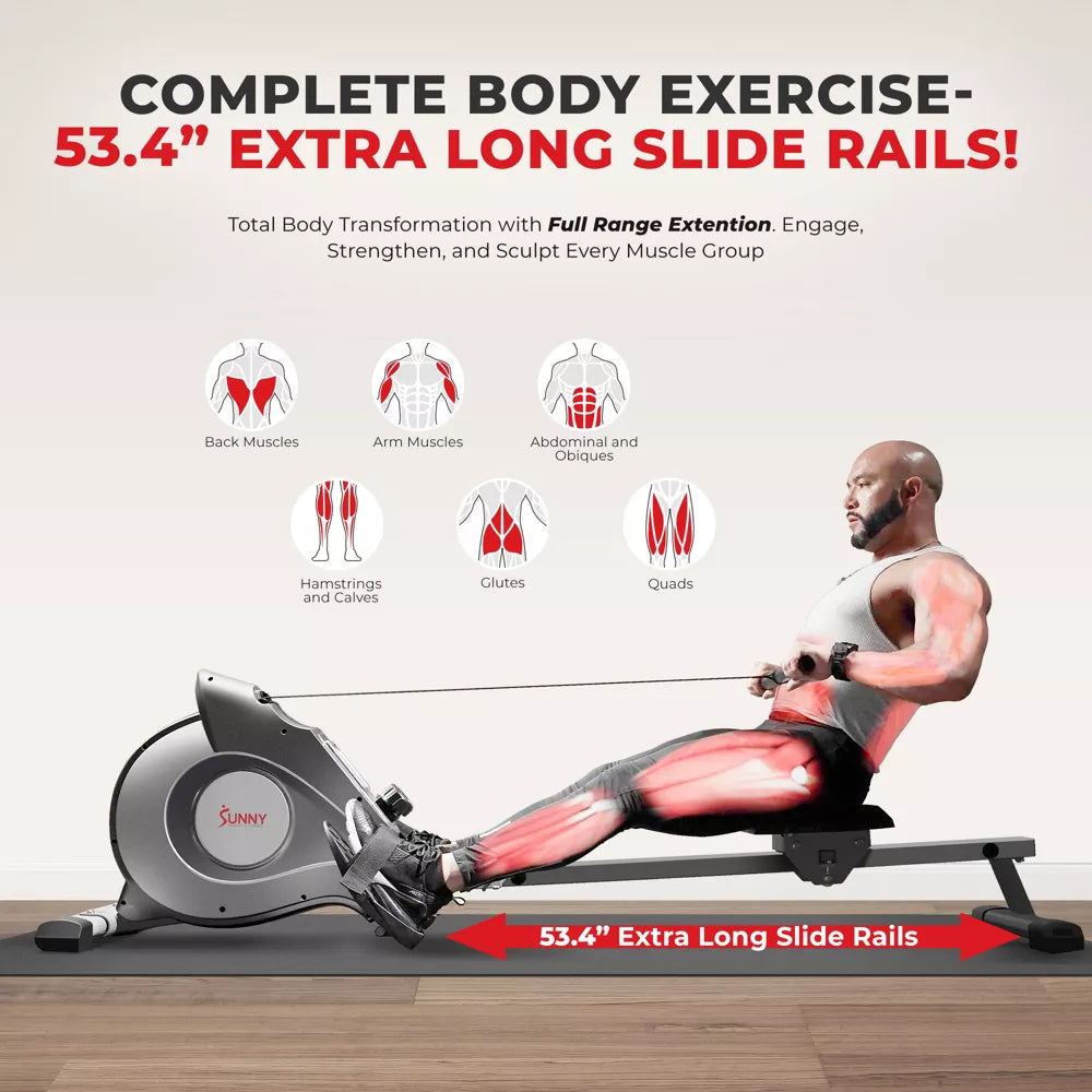 Magnetic Rowing Machine - Silver, App Enabled