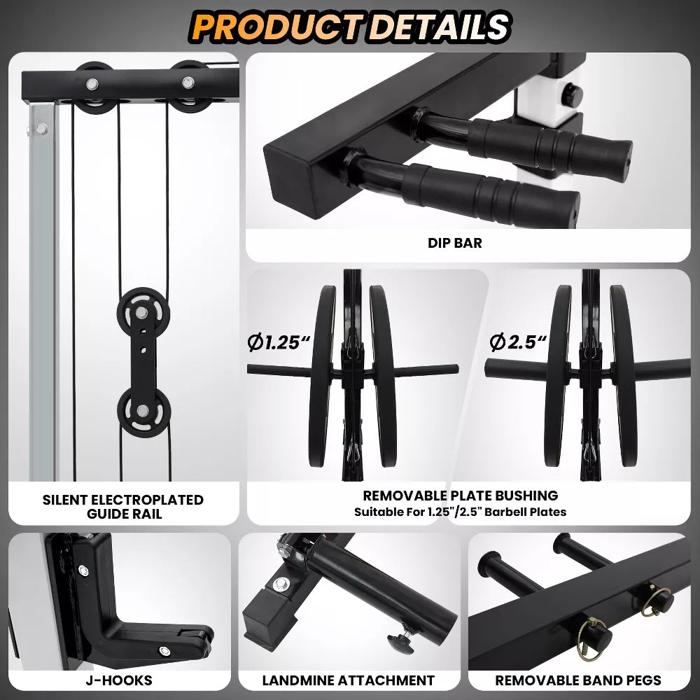 Power Rack 1600LBS - Cable Pulley & Dip Bar