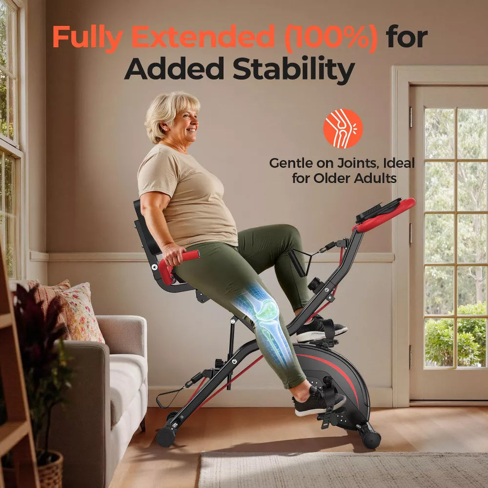 5-in-1 Folding Exercise Bike - Back Support