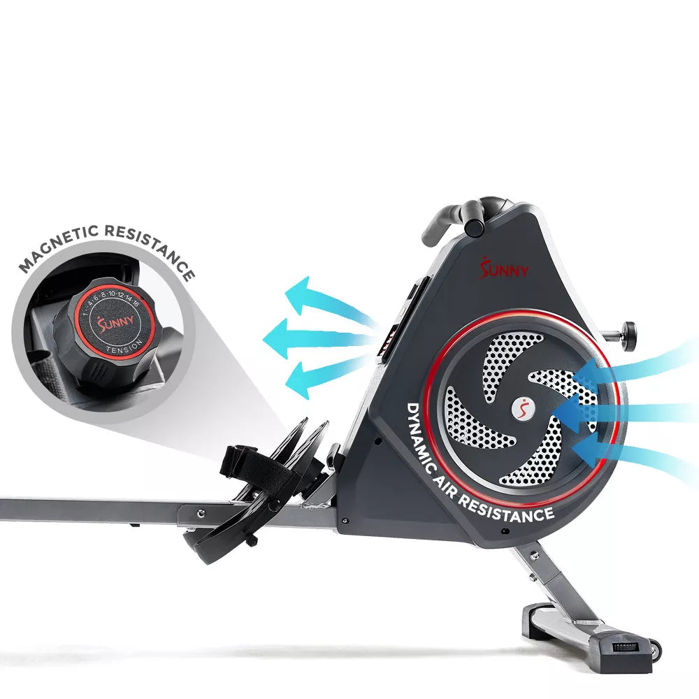 Air + Magnetic Rowing Machine - Dual-Resistance, Upright Storage