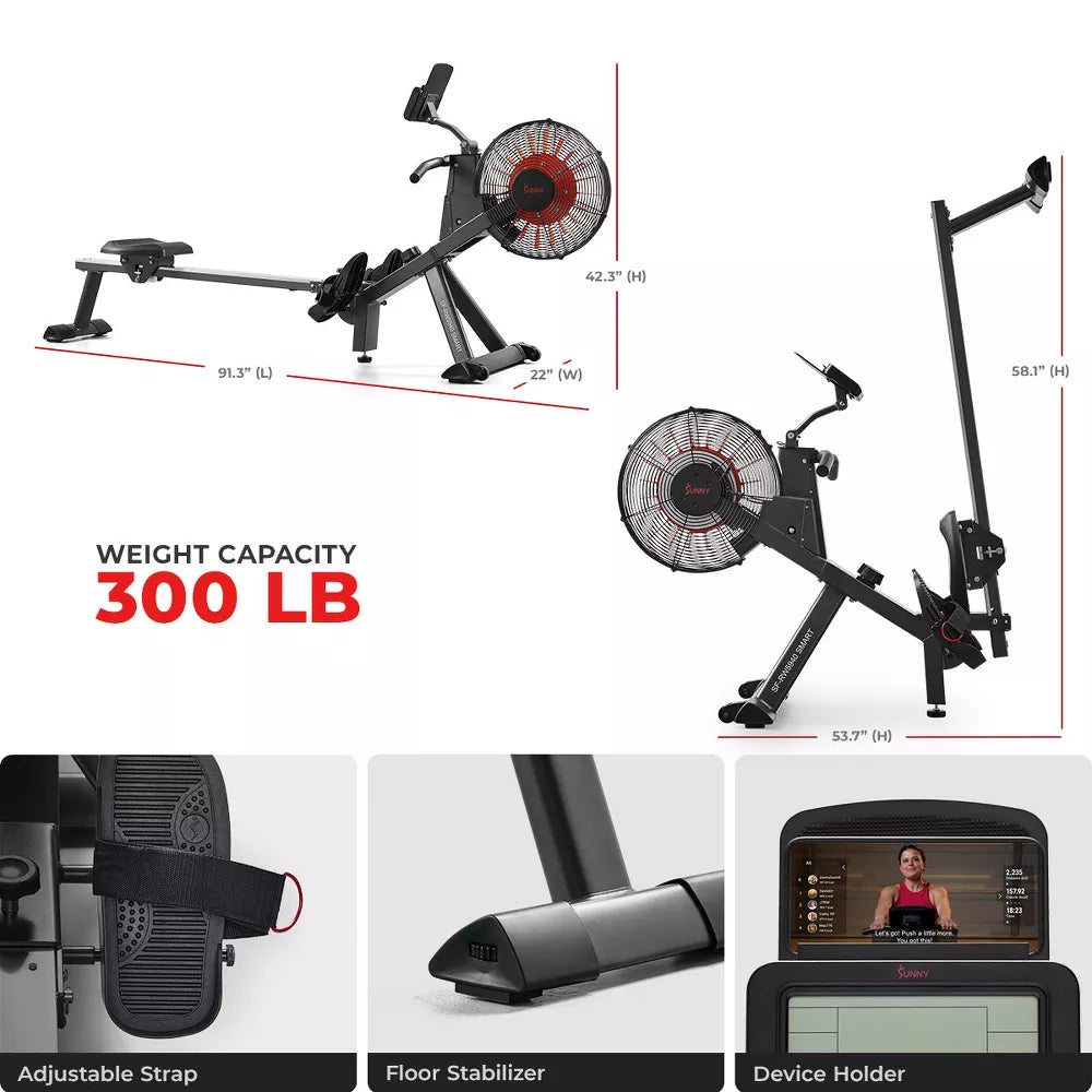 Premium Smart Foldable Rowing Machine - 16 Levels, Bluetooth