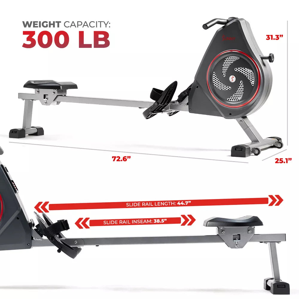 Air + Magnetic Rowing Machine - Dual-Resistance, Upright Storage