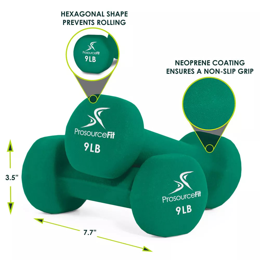Neoprene Dumbbells 9lb - Non-Slip Grip
