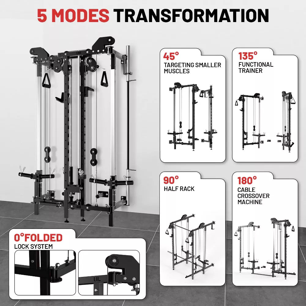 Wall Mount Smith Machine - Folding Power Rack
