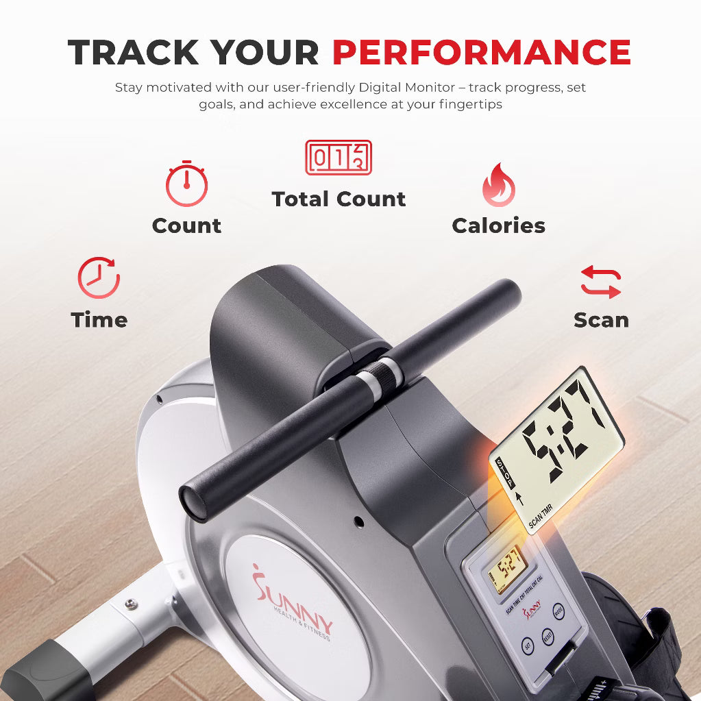 Magnetic Rowing Machine - Silver, App Enabled