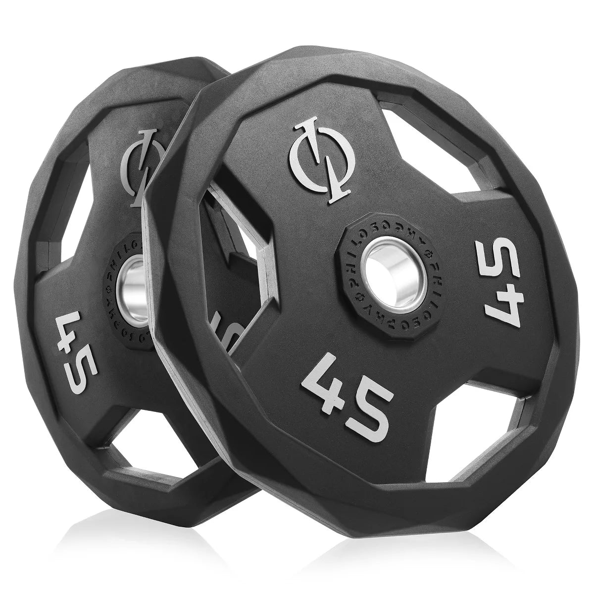 45lb rubber coated 2-inch olympic grip weight plates set of 2 with steel insert black