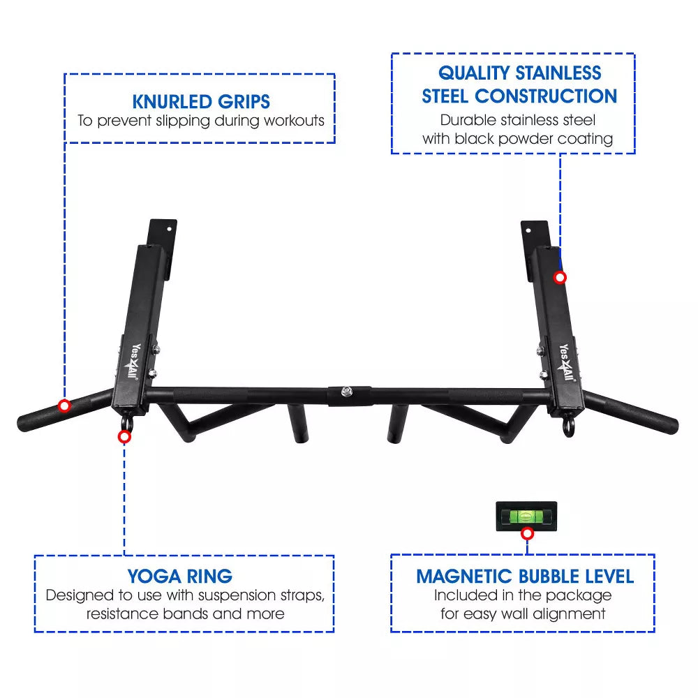 Wall Mounted Chin Up Bar 300lb - Joist Mount