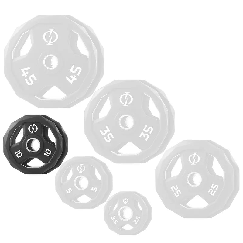 10lb rubber coated 2-inch olympic grip weight plates set of 2 with steel insert black