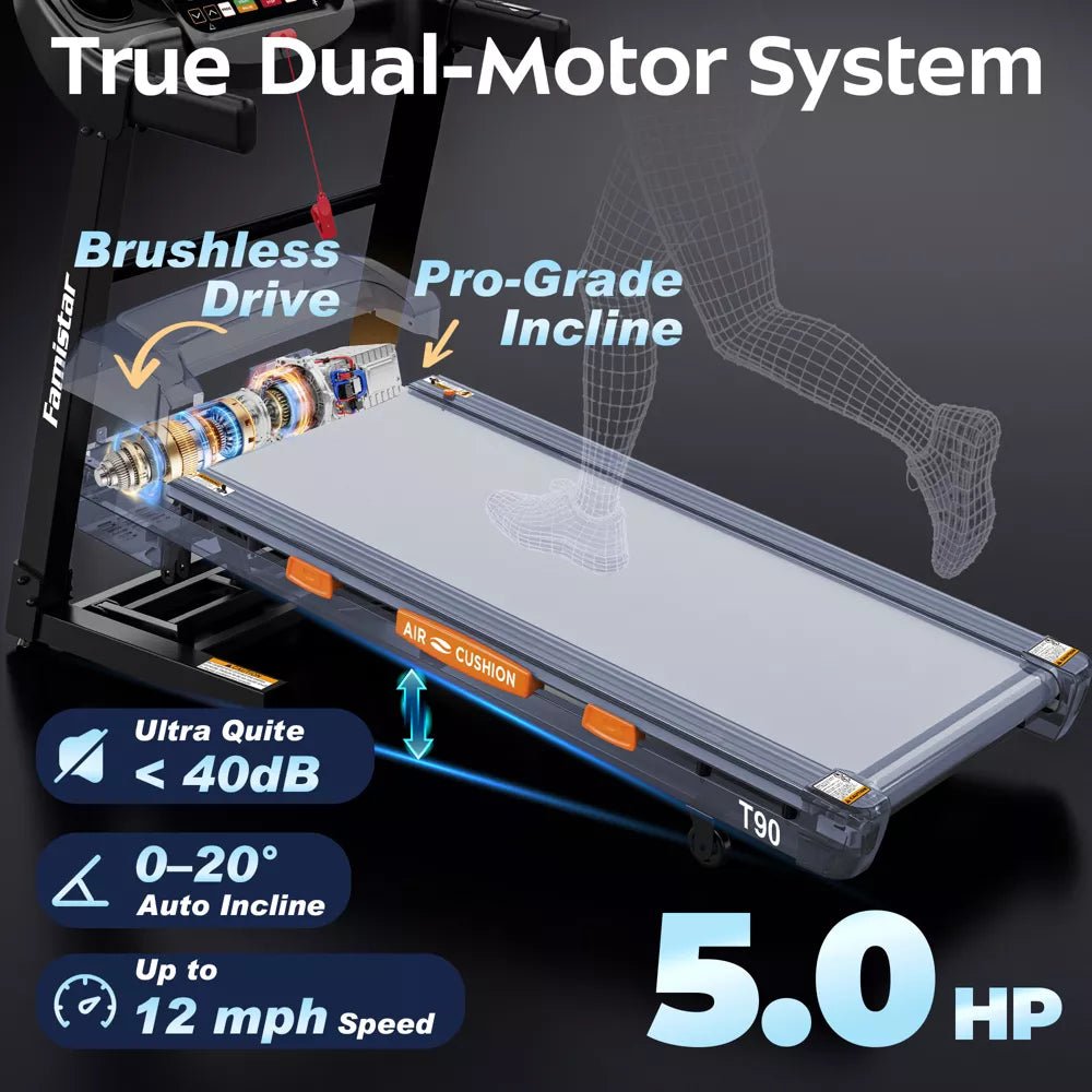 5HP Treadmill - 12 MPH, 20% Auto Incline, 400LB