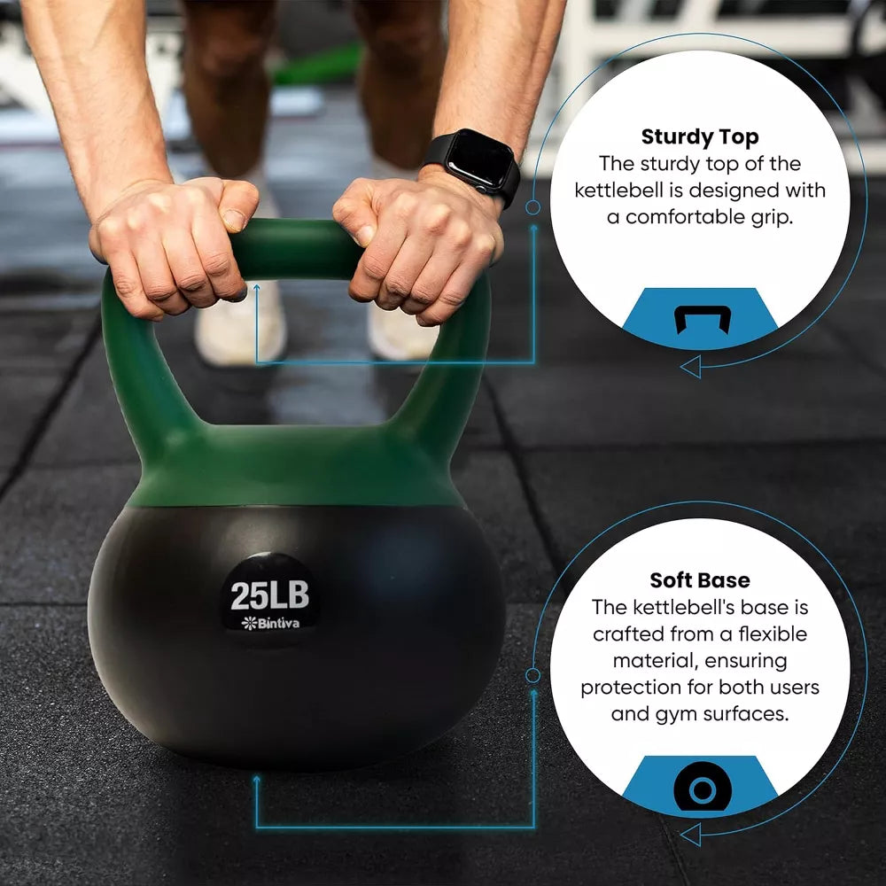 Soft sand-filled kettlebell set 5lb 10lb 15lb 20lb with shockproof base for home gym