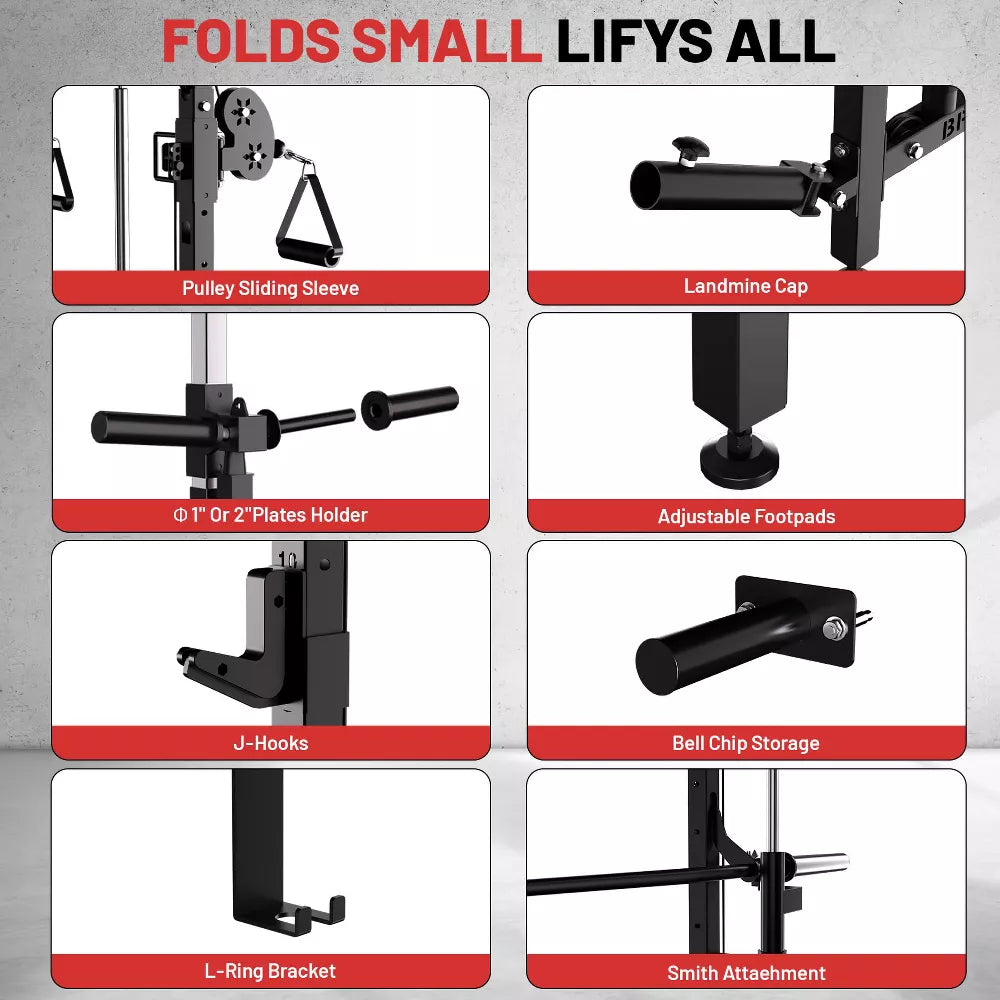 Wall Mount Smith Machine - Folding Power Rack