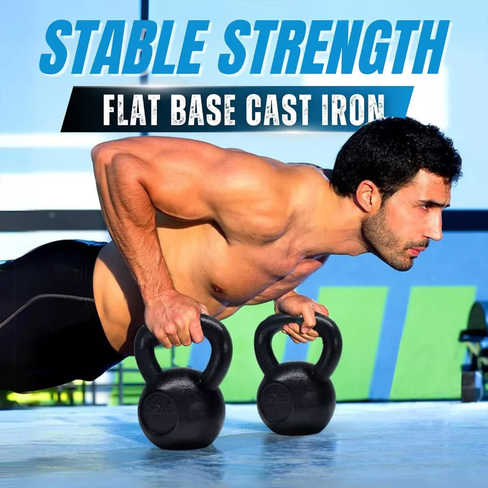 60lb Cast Iron Kettlebell - Single, Black