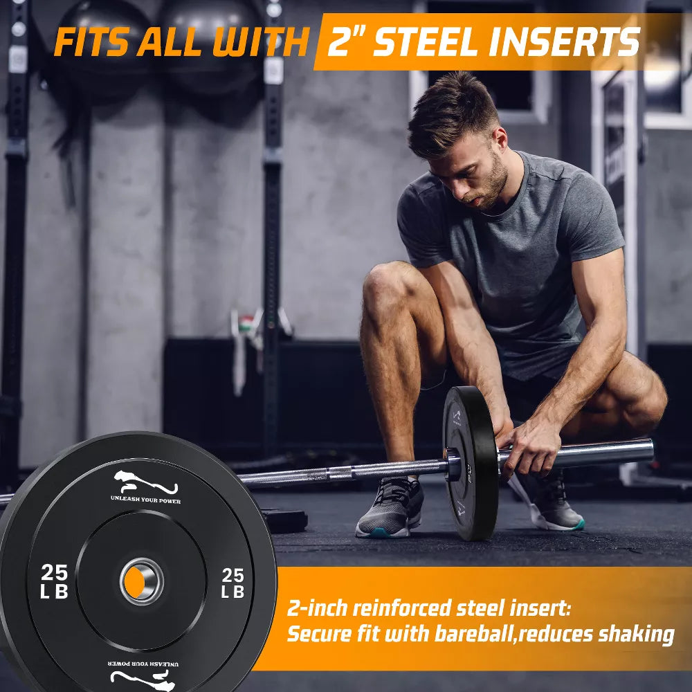 35LB Rubber Weight Plates - Steel Insert
