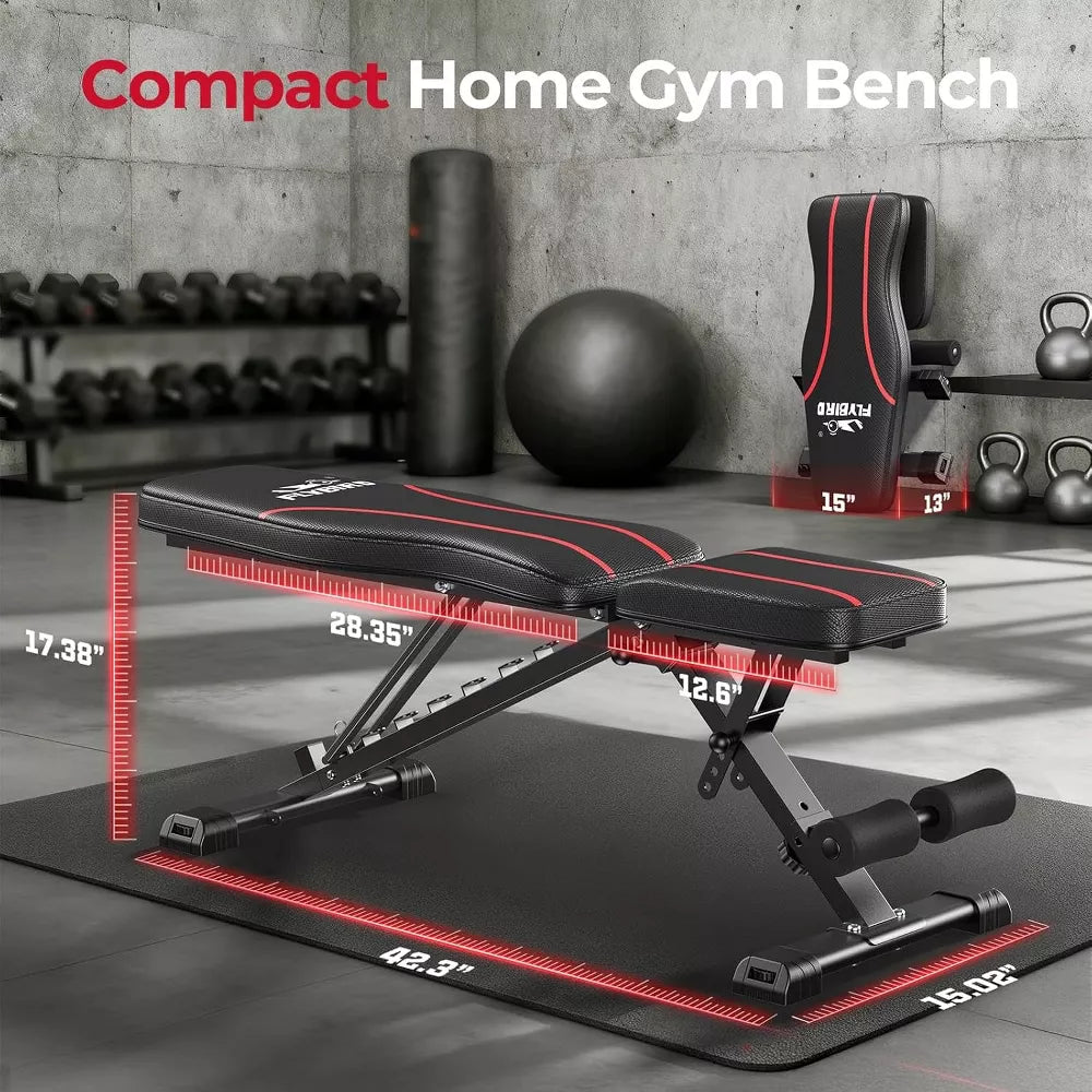 Folding Strength Training Bench - Space-Saving