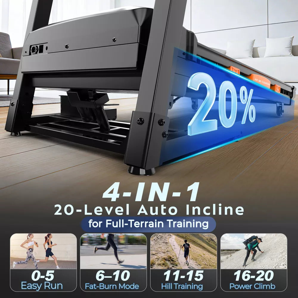 5HP Treadmill - 12 MPH, 20% Auto Incline, 400LB