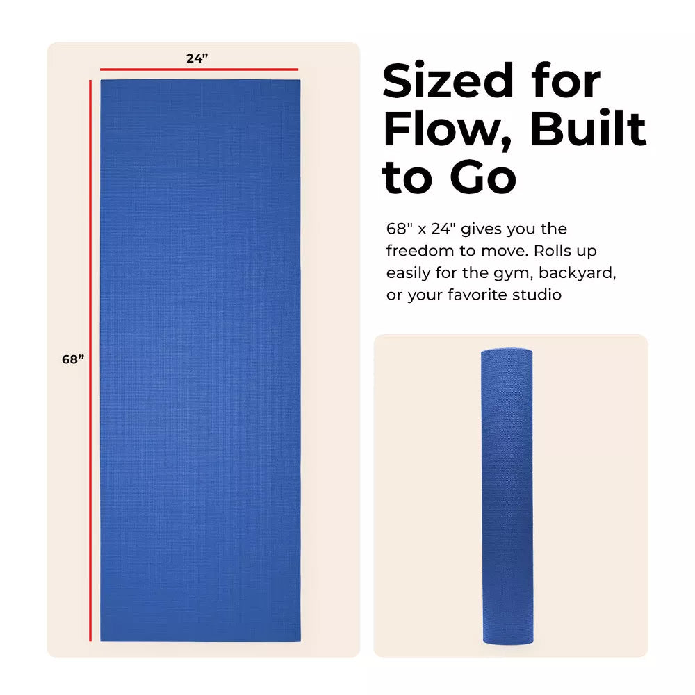 Firm Support Yoga Mat - Tear-Resistant, Black