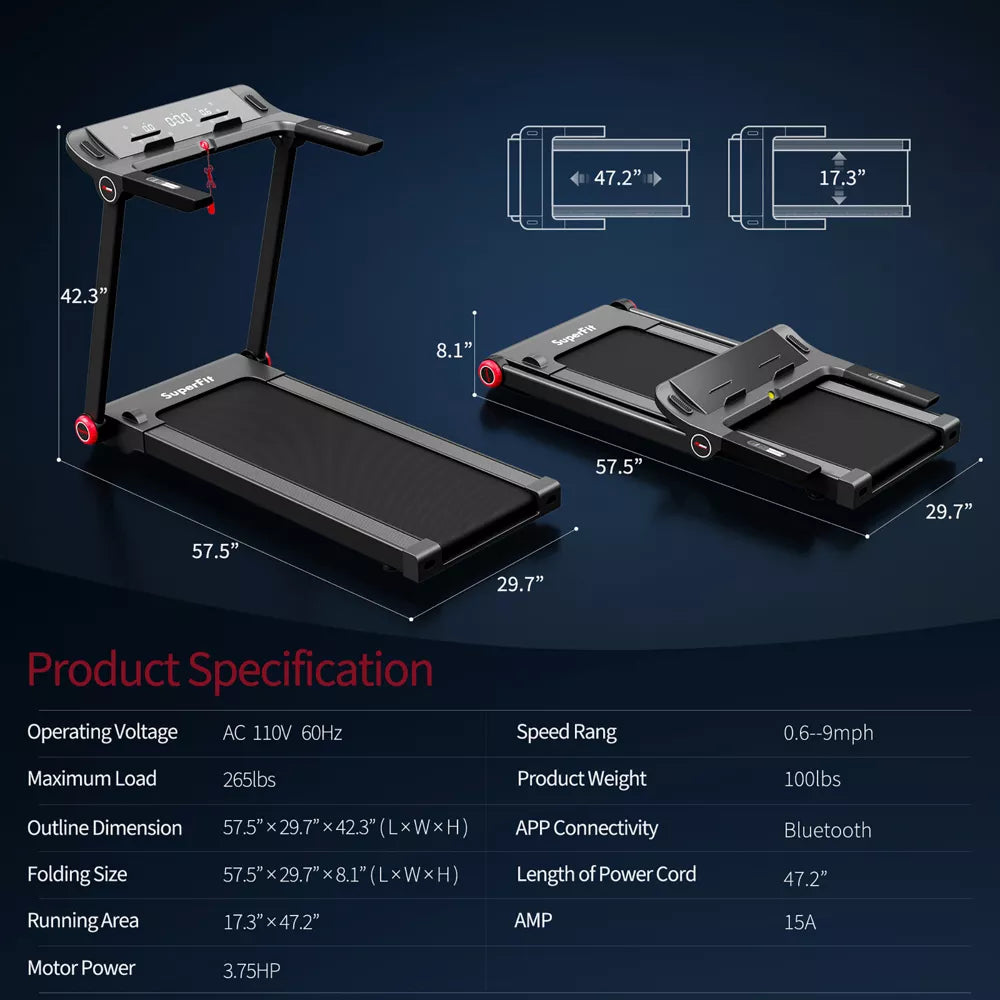 3.75HP Folding Treadmill - Bluetooth App