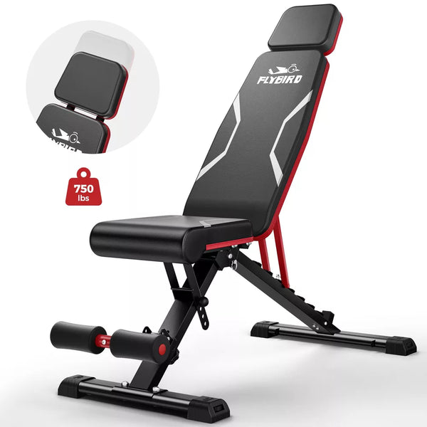 Adjustable Weight Bench 750LB - 5X Stable Design
