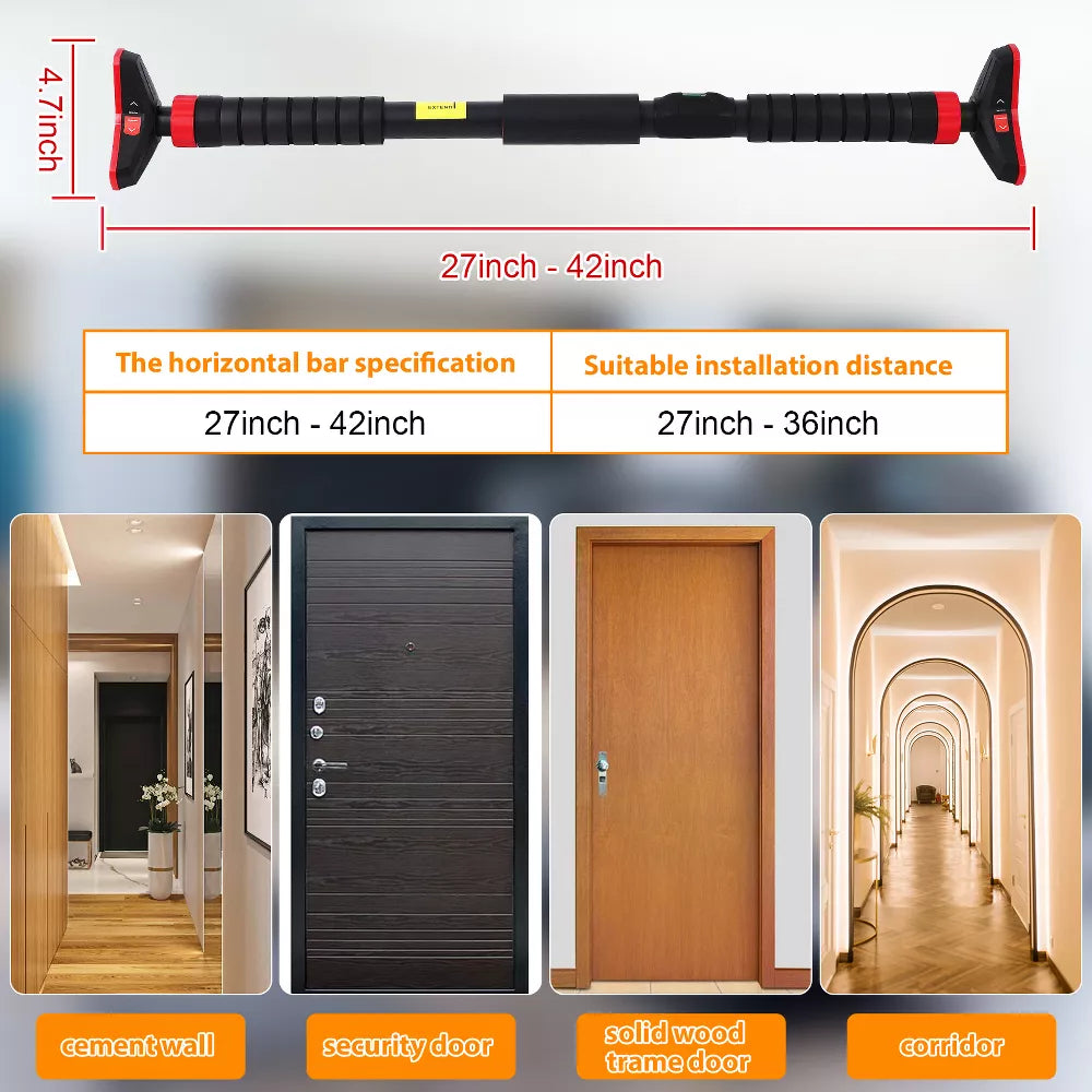 Adjustable Doorway Pull Up Bar 27-42in - No Screw