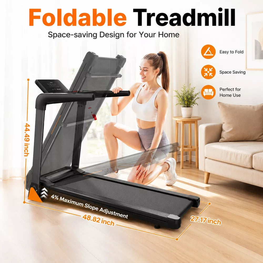 Folding Treadmill 3.5HP - 330LB, LED Display