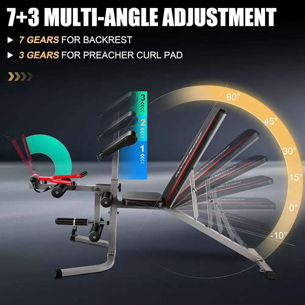 900LB Adjustable Bench Set - Leg Extension & Curl