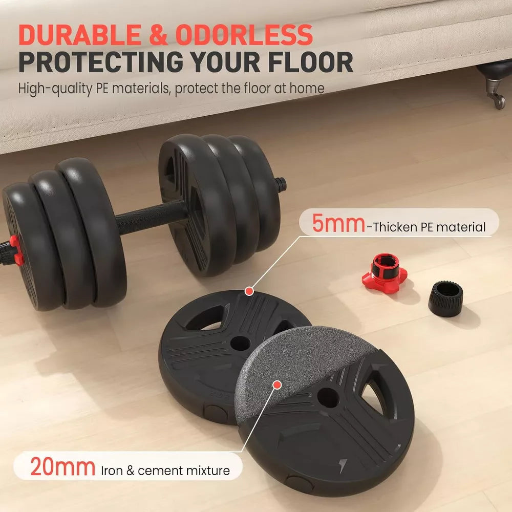 80lb adjustable dumbbell set pair 3-in-1 convertible barbell kettlebell home gym weights