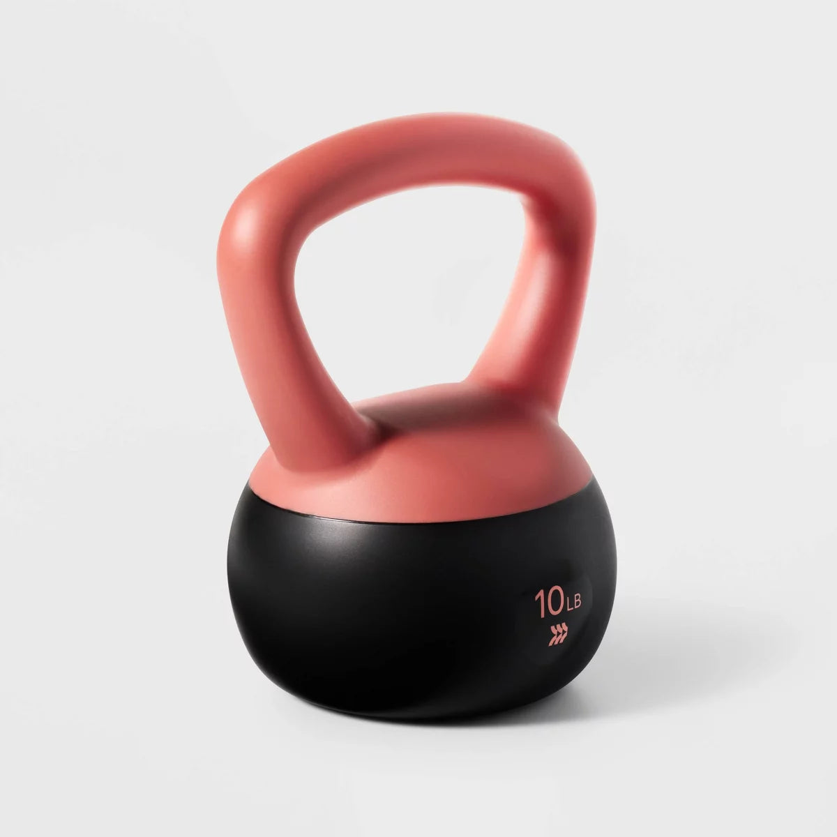 10lb soft peach orange PVC kettlebell sand fill with handle for yoga pilates home gym