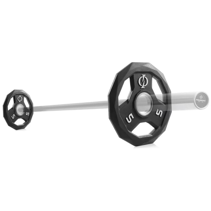 5lb rubber coated 2-inch olympic grip weight plates set of 2 with steel insert black