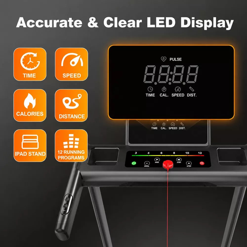 Folding Treadmill 3.5HP - 330LB, LED Display