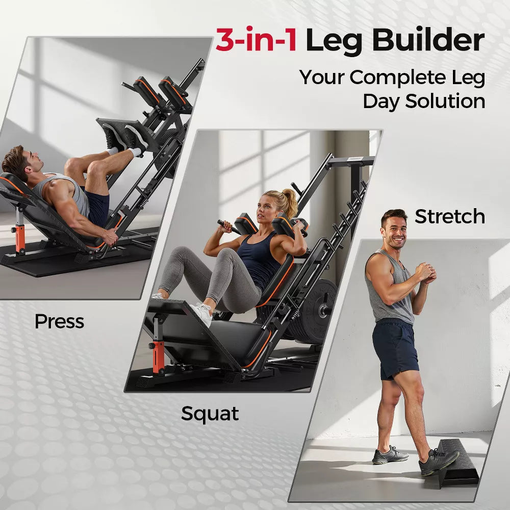 3-in-1 Leg Press Hack Squat Machine - Stretch Board