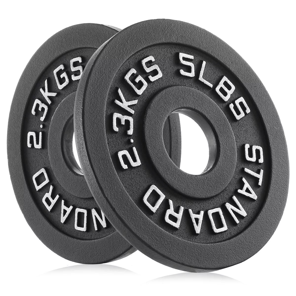 5lb cast iron 2-inch olympic weight plates set of 2 black matte coating for barbell
