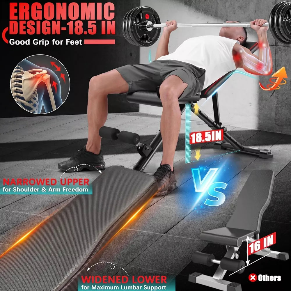 Adjustable Weight Bench 900LBS - Incline Decline Flat