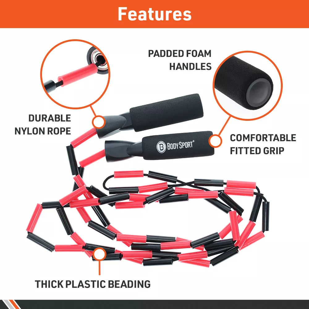 Beaded Jump Rope - Foam Handles, 9ft