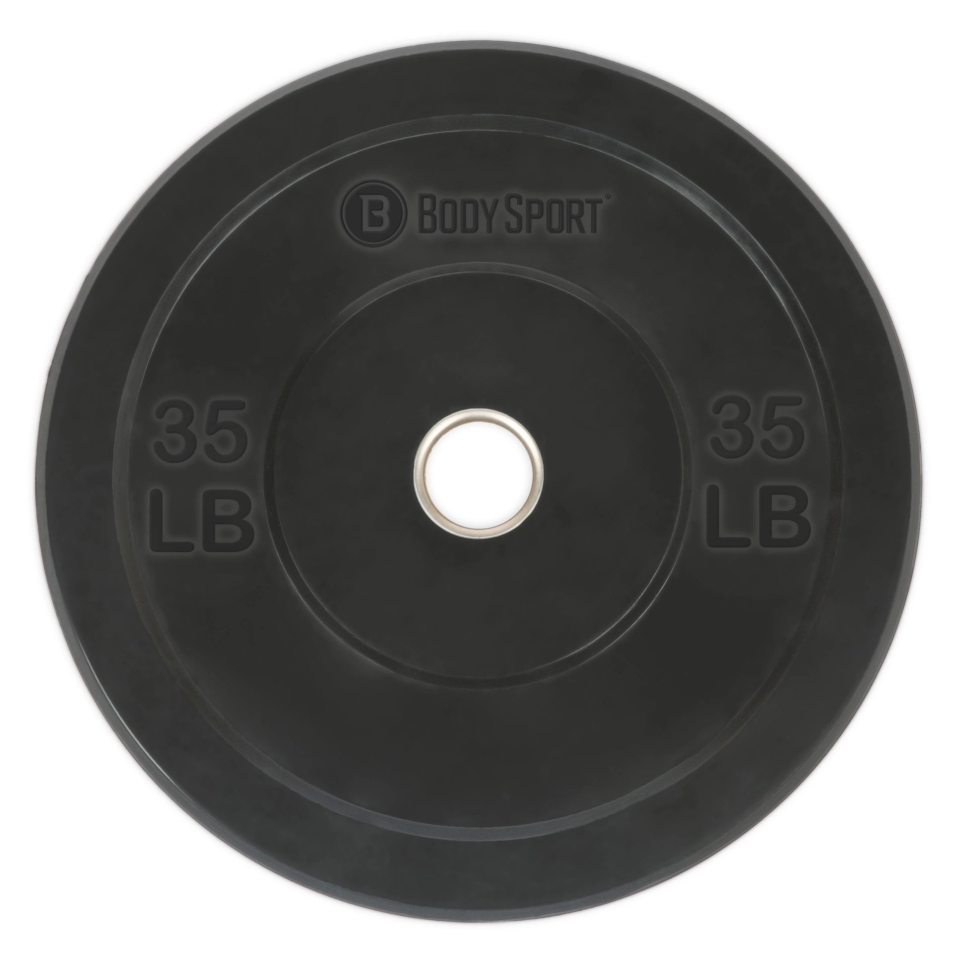 2-inch 35lb recycled rubber olympic bumper plate with stainless steel center for home gym