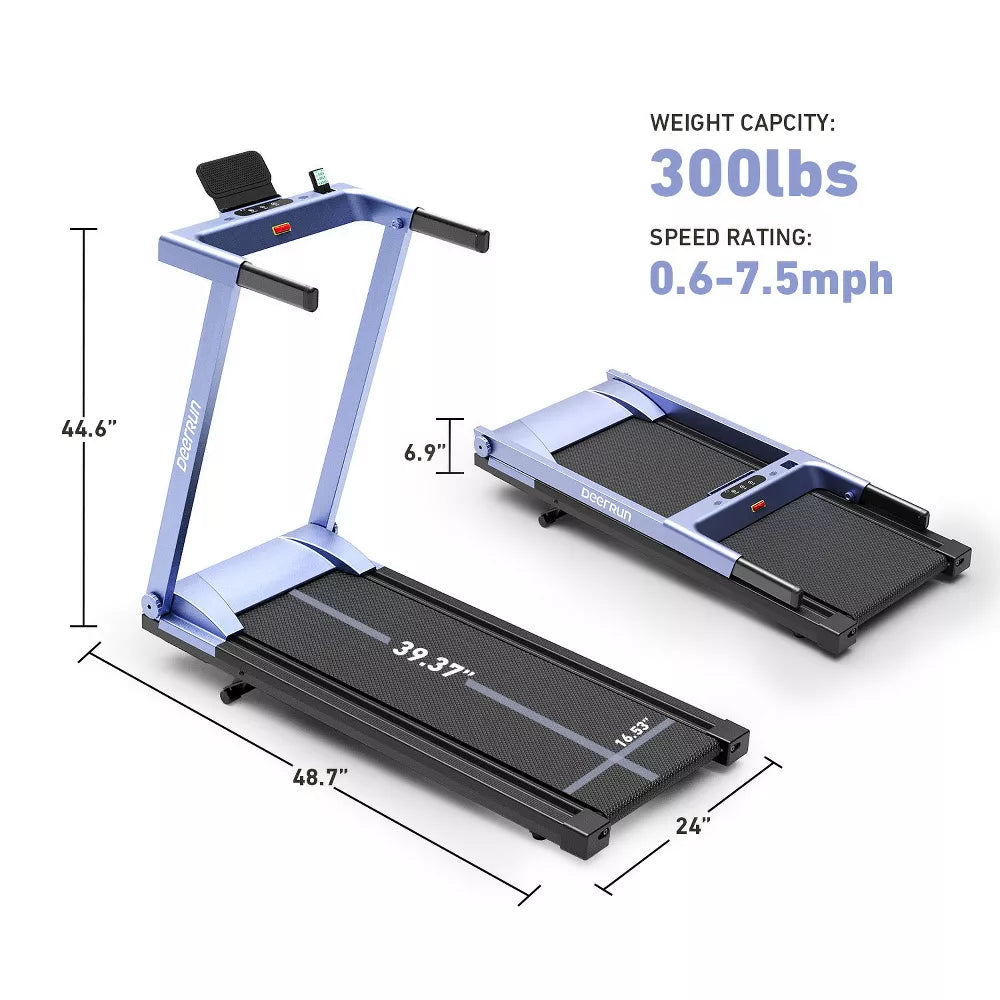 Incline Treadmill with Handrails - 0.6-7.5 MPH