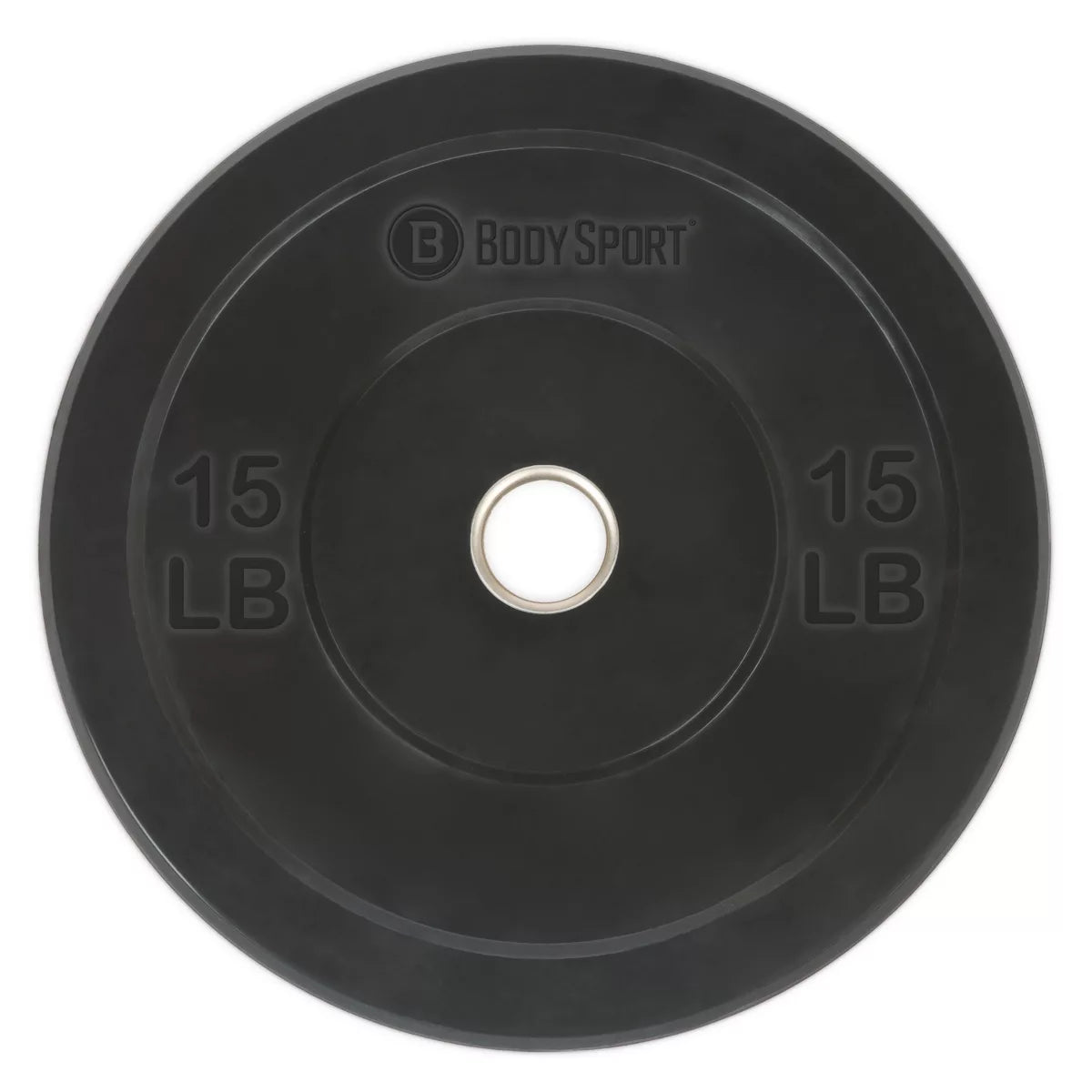 2-inch 15lb recycled rubber olympic bumper plate with stainless steel center for home gym