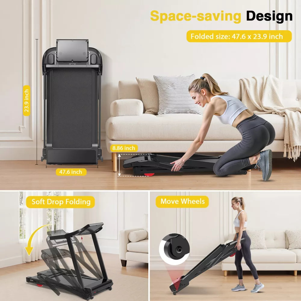 Foldable Treadmill - Auto Incline, 15%, 2.5HP
