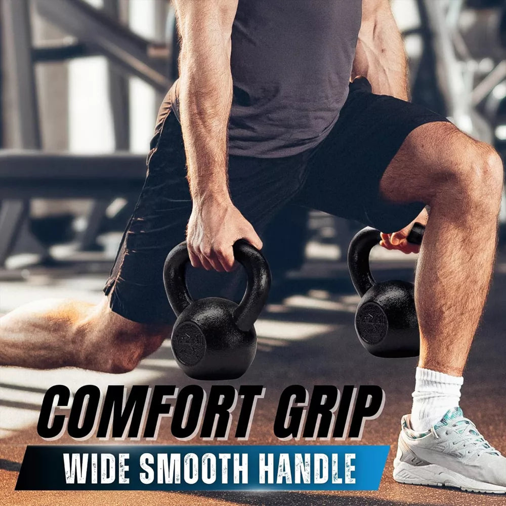 60lb Cast Iron Kettlebell - Single, Black