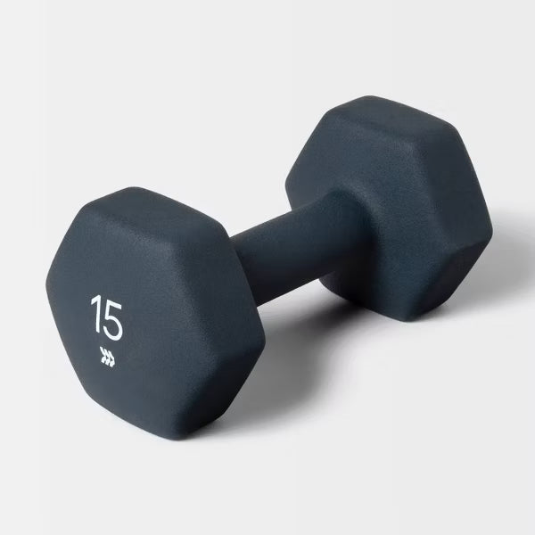Neoprene 15lb dumbbell hex head non-slip iron core hand weight for home gym